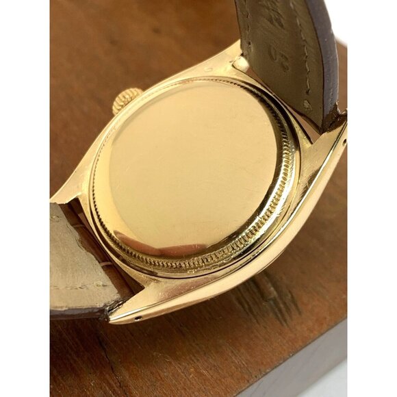 Rolex Men's Watch 6502 1950's Vintage Swiss Automatic 18k Gold Waffle Dial 34mm - Picture 8 of 16
